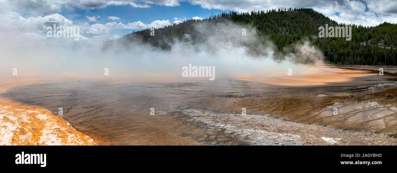 Grand Prismatic Pool panorama at Yellowstone National Park Wyoming, USA Stock Photo
