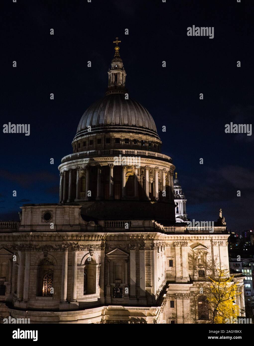 St Paul's Cathedral, Night Time, London, Landscape, The City of London, England, UK, GB. Stock Photo