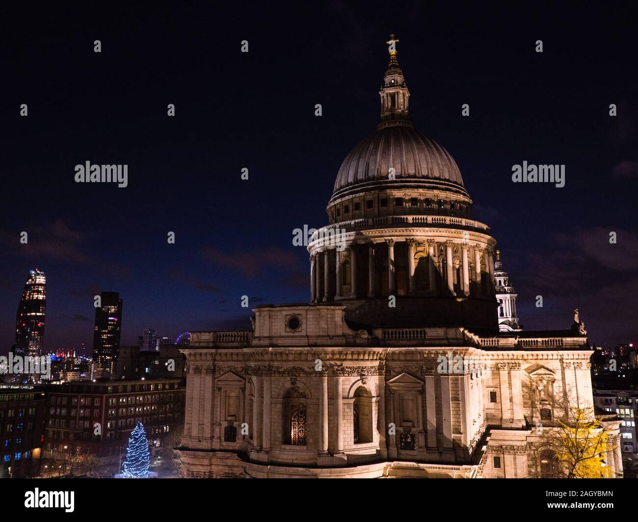 St Paul's Cathedral and Skyline, Night Time, London, Landscape, The City of London, England, UK, GB. Stock Photo
