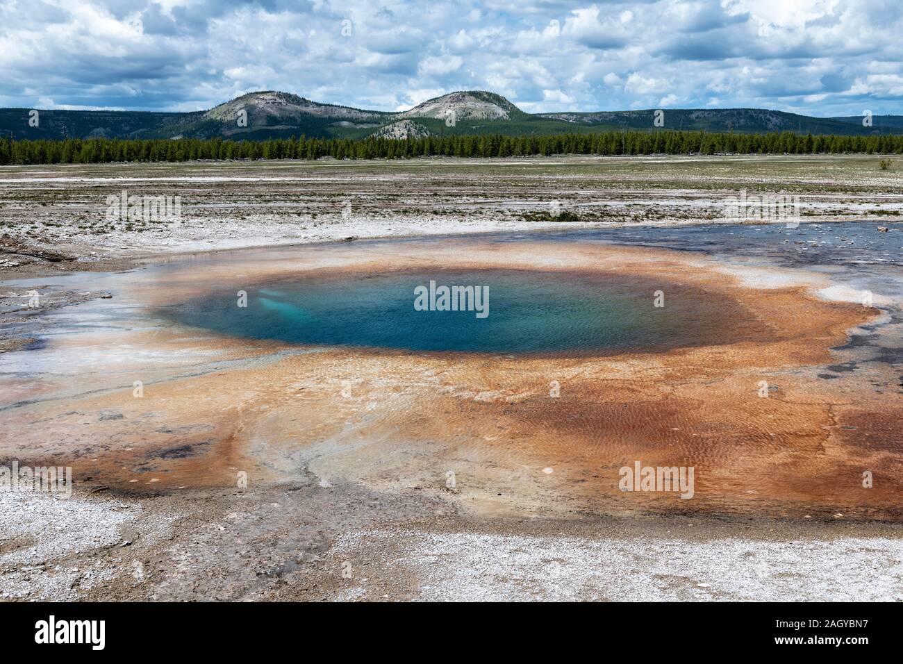 Midway geyser basin Opal Pool at Yellowstone National Park Wyoming, USA Stock Photo
