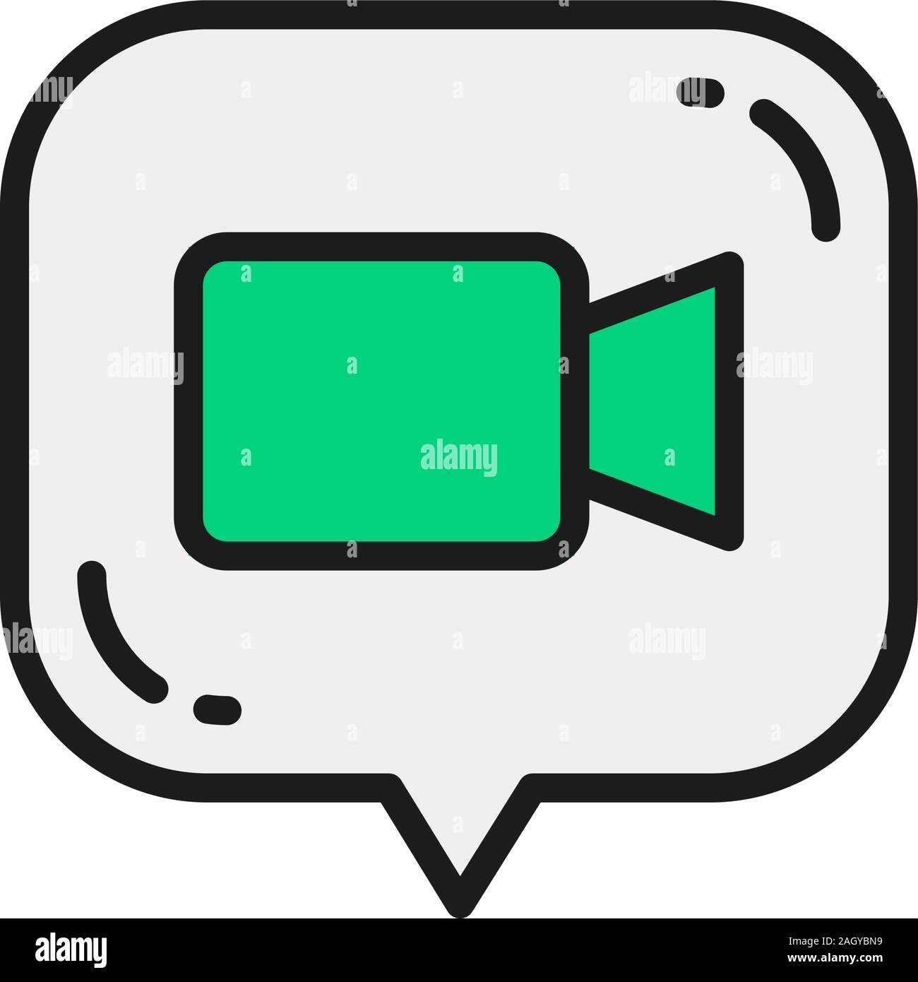 Vector video review, video message flat color line icon. Stock Vector