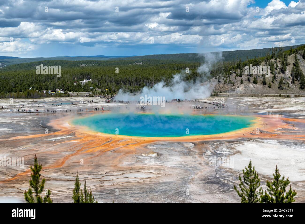 Grand Prismatic Spring Pool at Yellowstone National Park Wyoming, USA Stock Photo