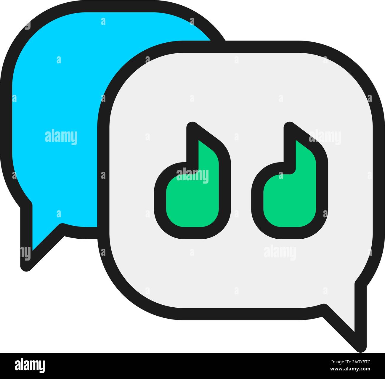 Text message, quote, speech bubble flat color line icon. Stock Vector