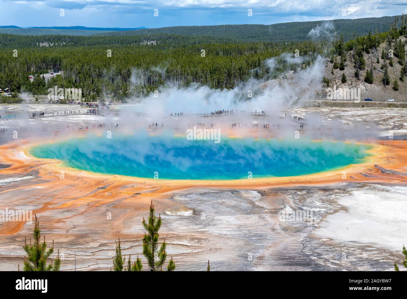 Grand Prismatic Spring Pool at Yellowstone National Park Wyoming, USA Stock Photo