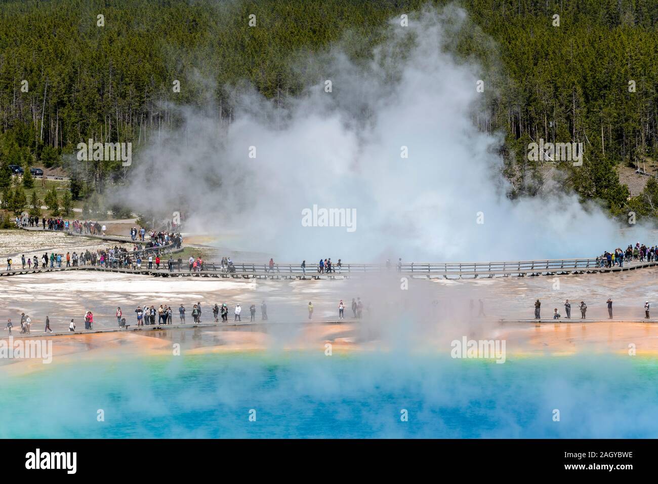 Grand Prismatic Spring Pool at Yellowstone National Park Wyoming, USA Stock Photo
