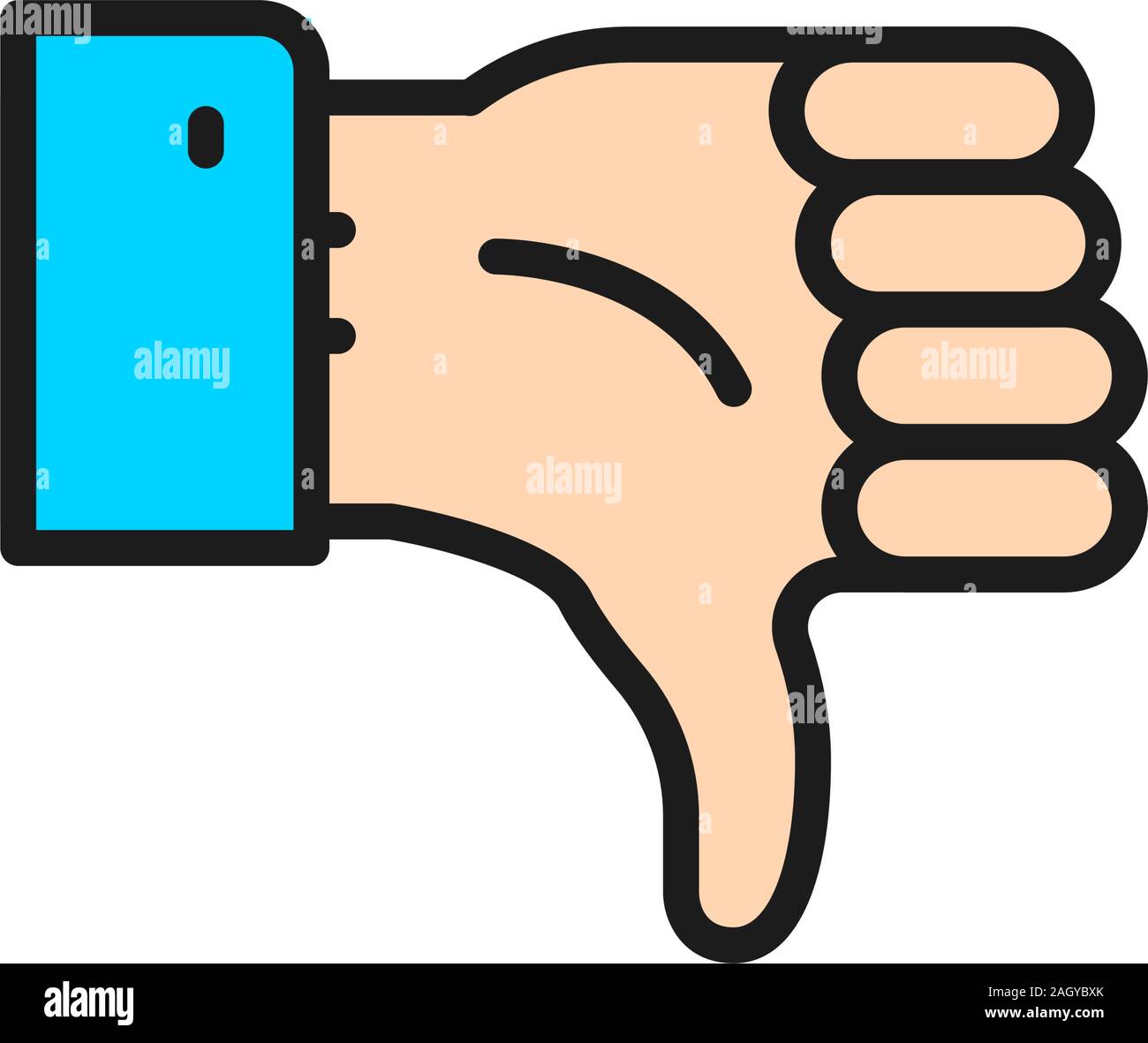 Negative feedback, thumb down, dislike flat color line icon. Stock Vector