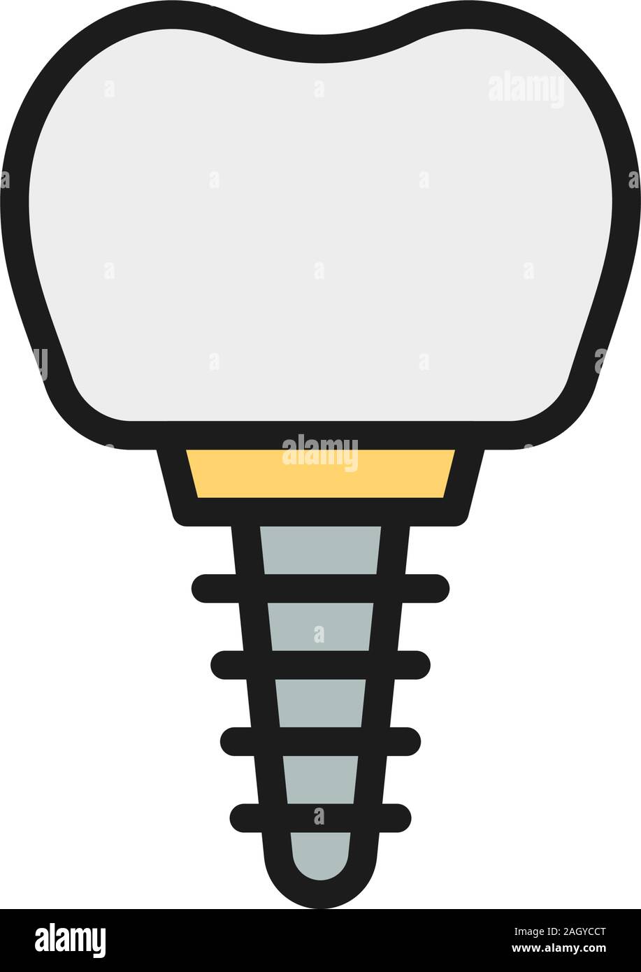 Vector dental implant, tooth crown flat color line icon Stock Vector ...