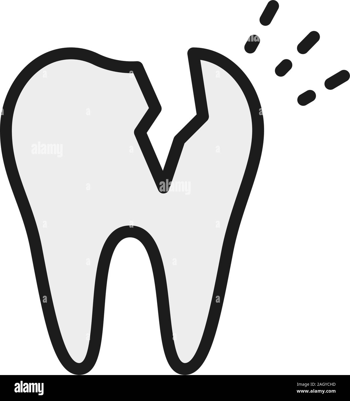Vector broken tooth, dental problem flat color line icon Stock Vector ...