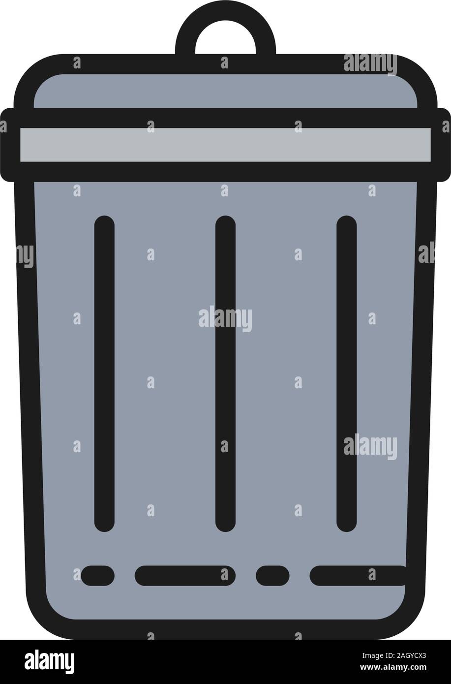 Trash can, bin flat color line icon. Isolated on white background Stock Vector