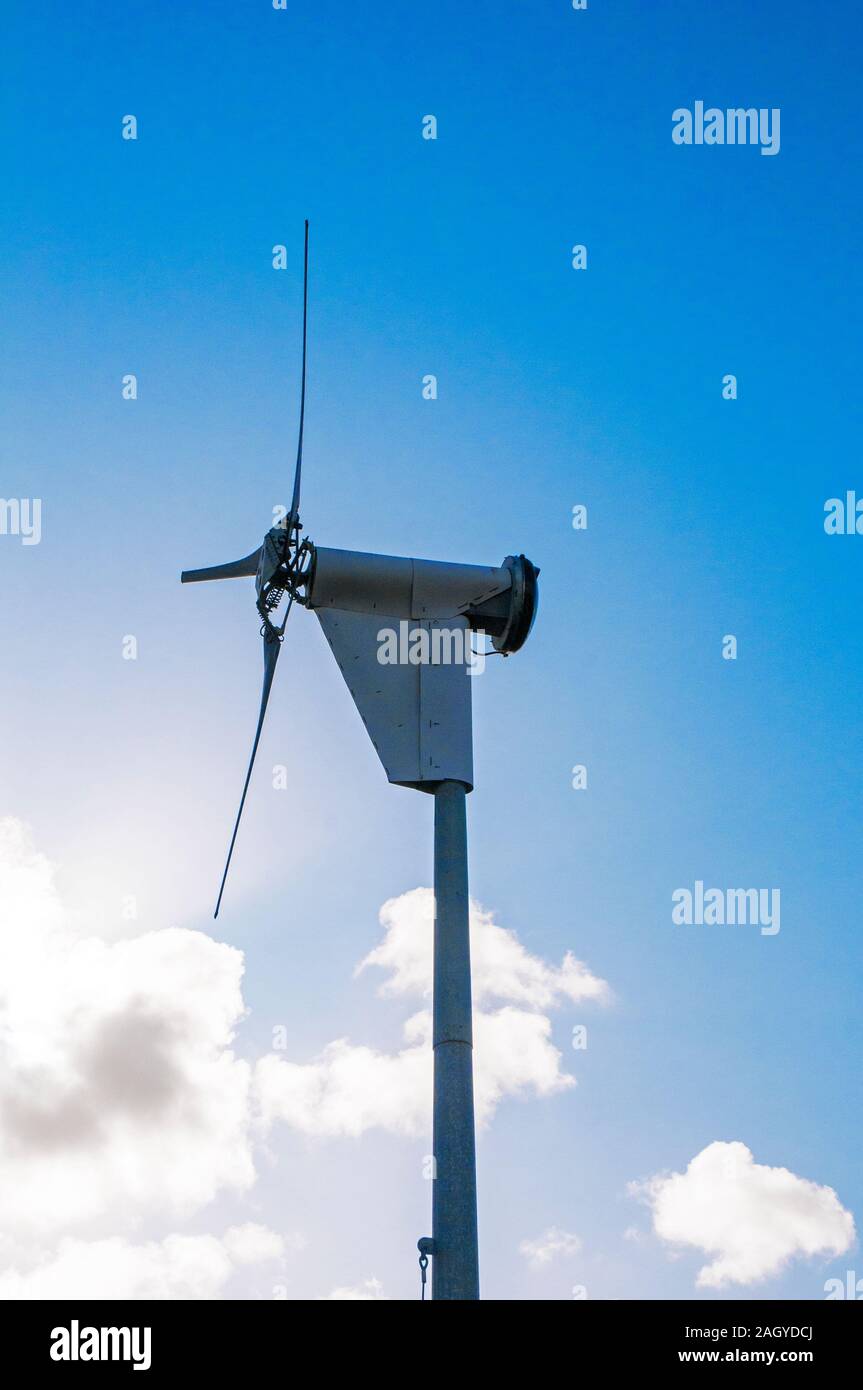 Small wind turbine being used to produce electricity to Out Rawcliffe