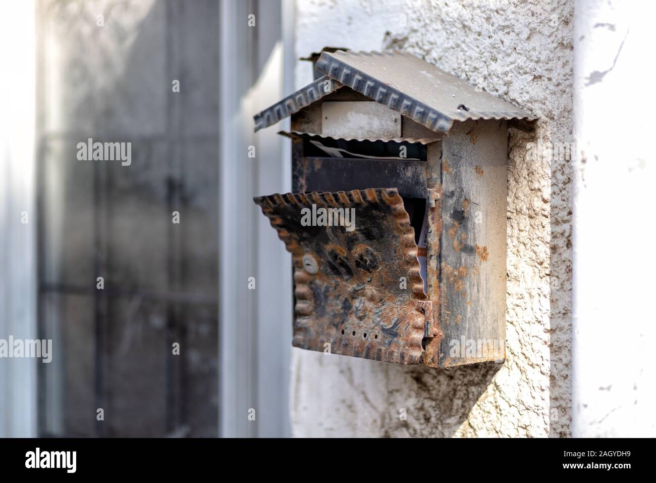 old mailbox collapsed in israel Stock Photo
