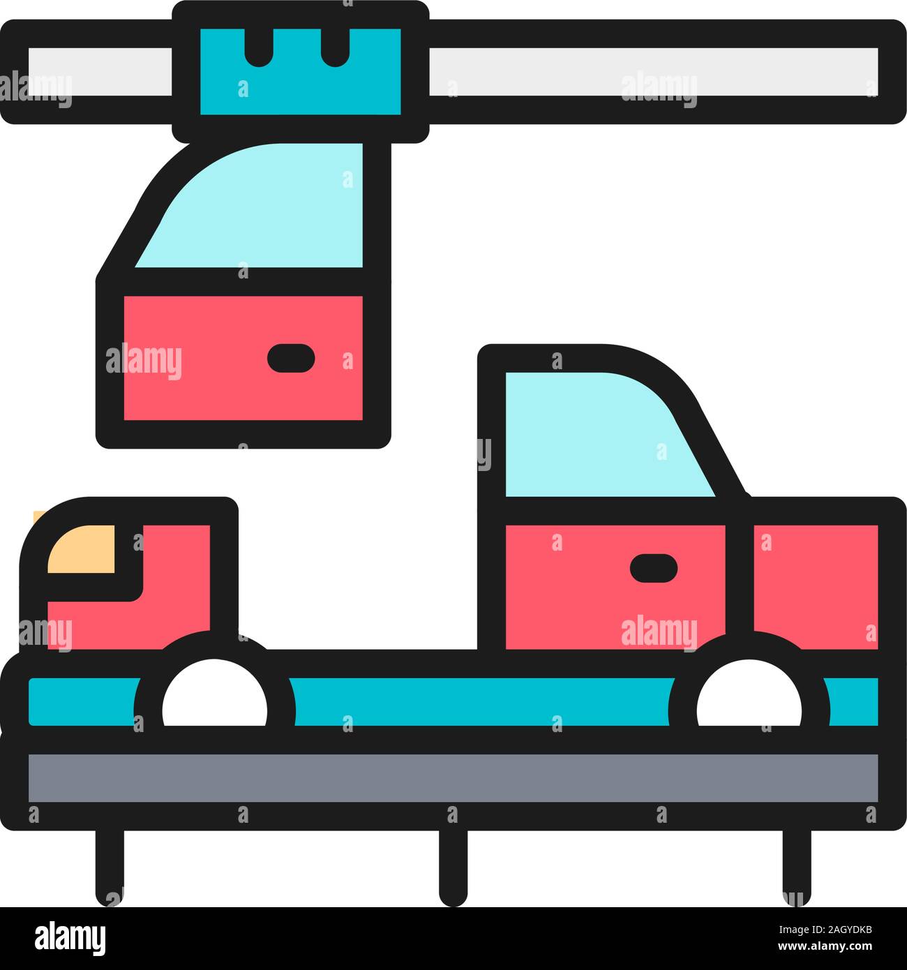 Chinese car industry, automotive factory flat color line icon. Stock Vector