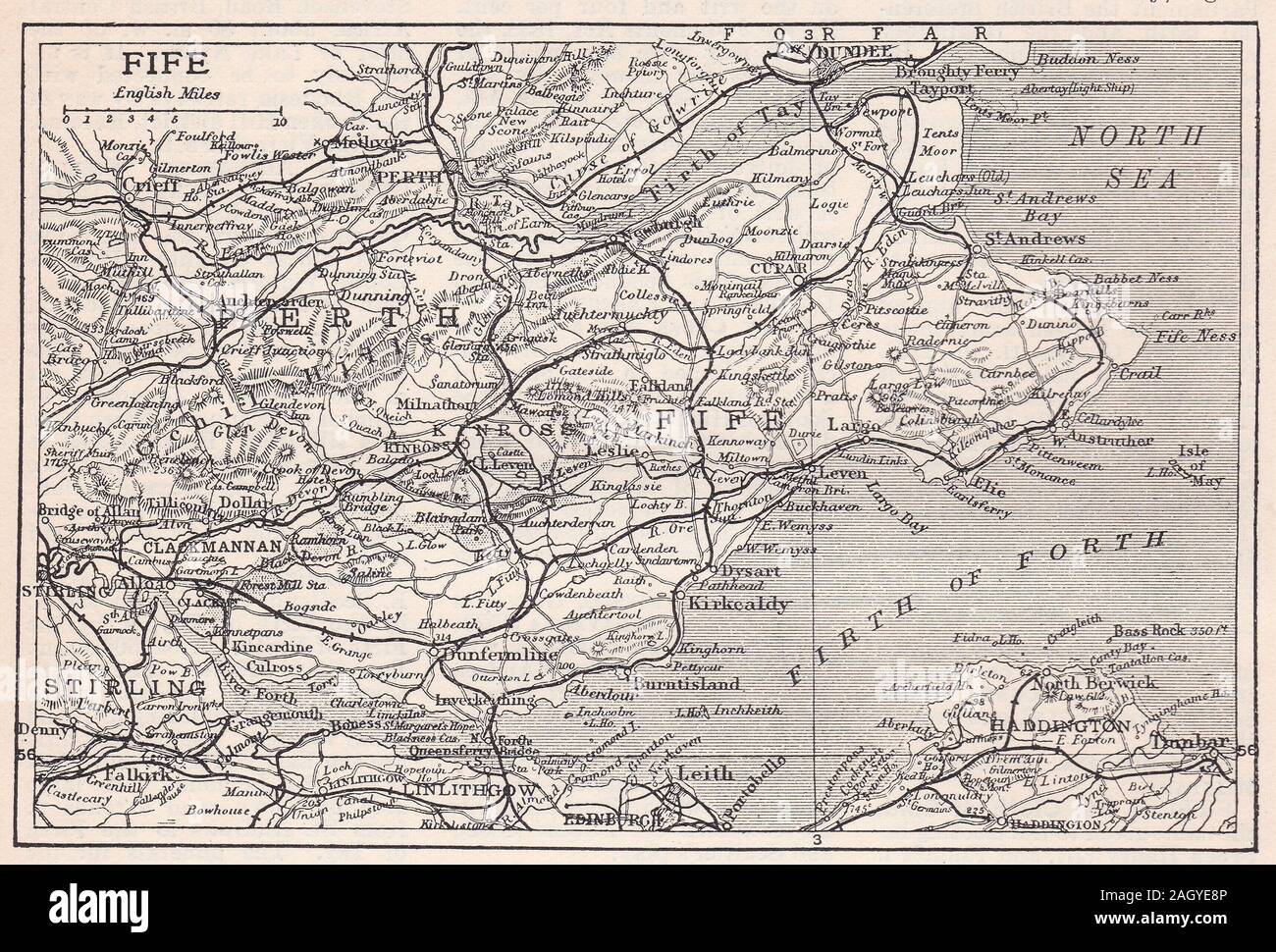 Vintage map of Fife, Scotland Stock Photo