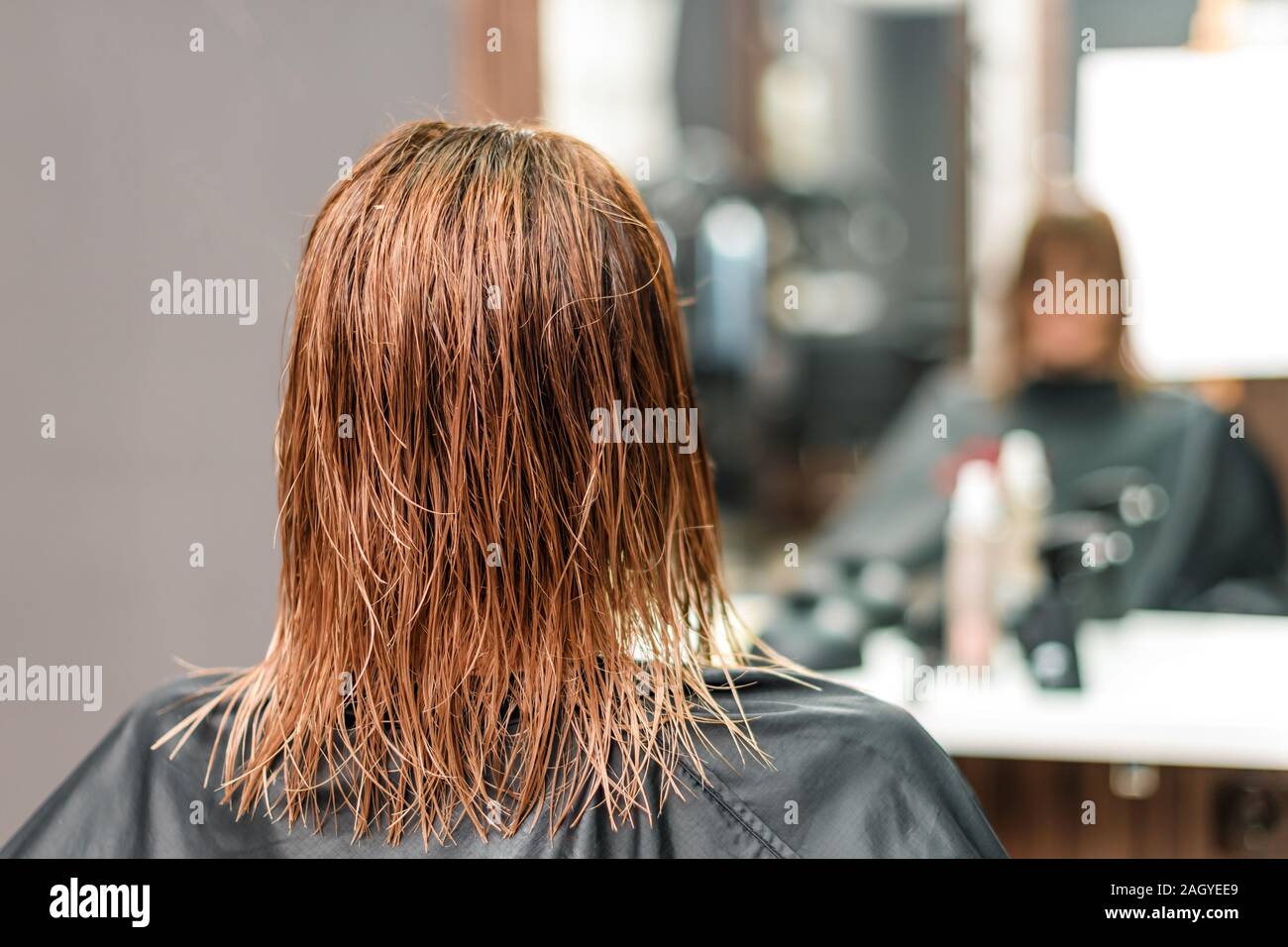 Hairdresser Woman Wet Long Straight Stock Photos Hairdresser