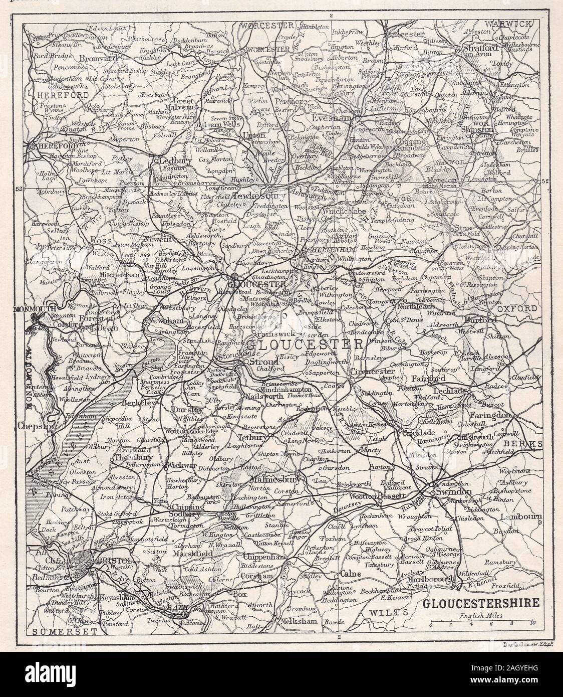 Gloucestershire map hi-res stock photography and images - Alamy