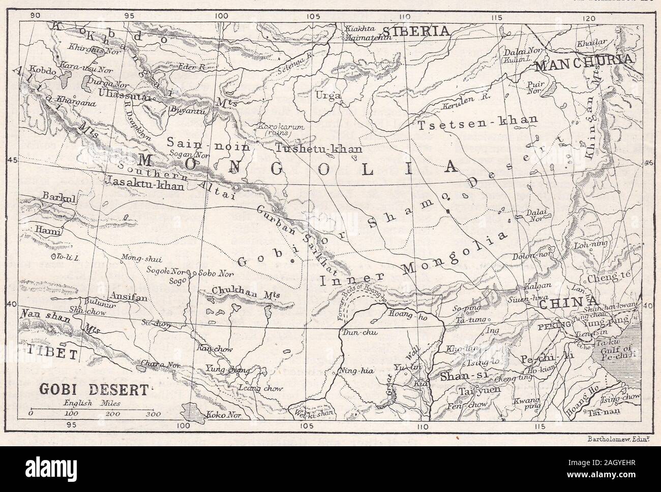 Vintage map of the Gobi Desert Stock Photo Alamy