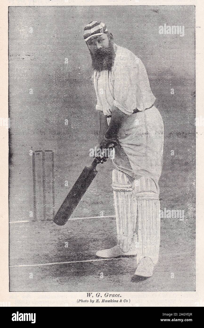 Vintage black and white photo of William Gilbert 'W. G.' Grace playing cricket Stock Photo