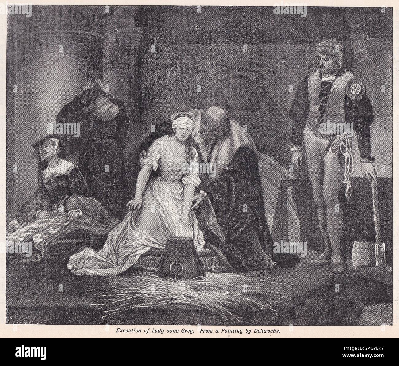 Execution of Lady Jane Grey, a painting by Delaroche Stock Photo