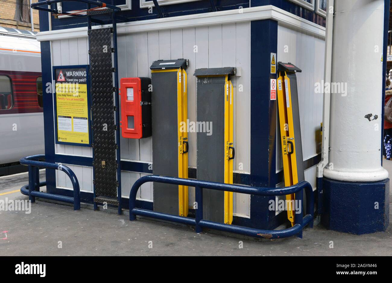 Train access ramps stored at York railway station, Yorkshire, UK Stock Photo