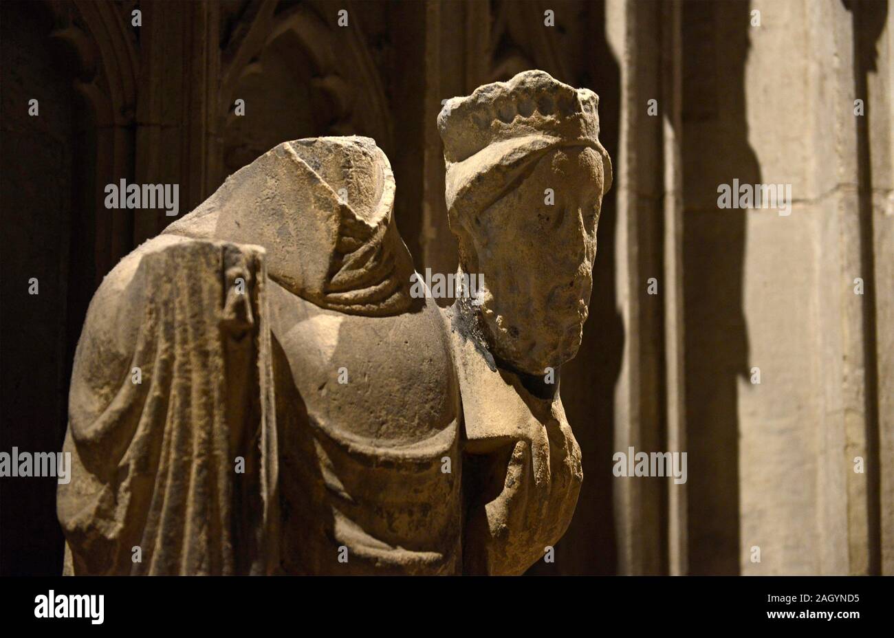 The statue of St Cuthbert in the shrine of St Cuthbert in Durham