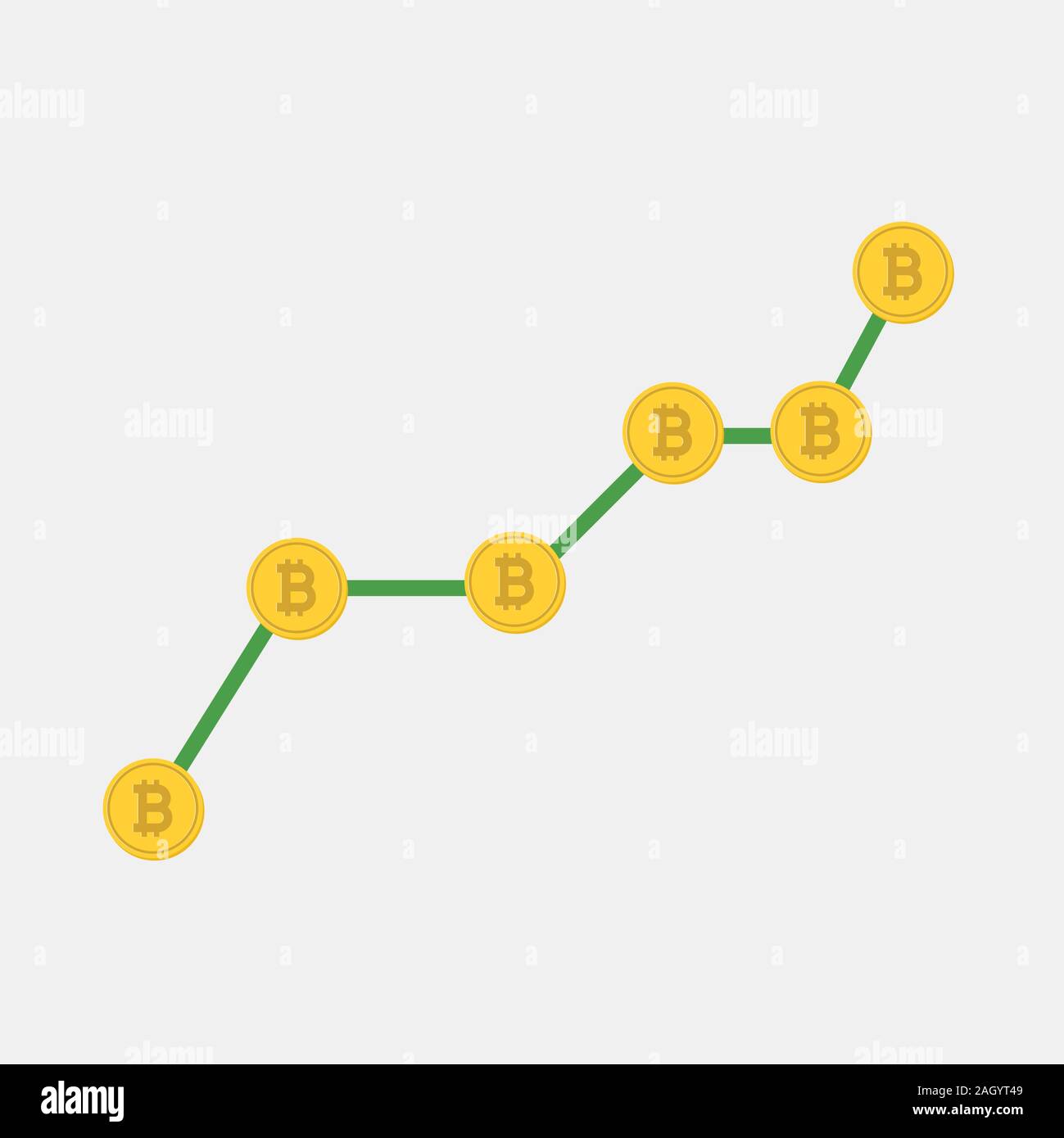 Growth graph with bitcoin sign in flat icon design Stock Vector Image ...