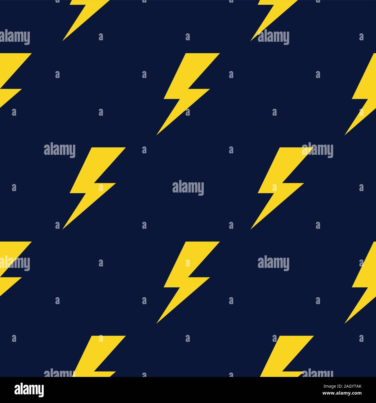 Lightning or thunderbolt pattern on the dark blue background. Seamless pattern vector. Stock Vector