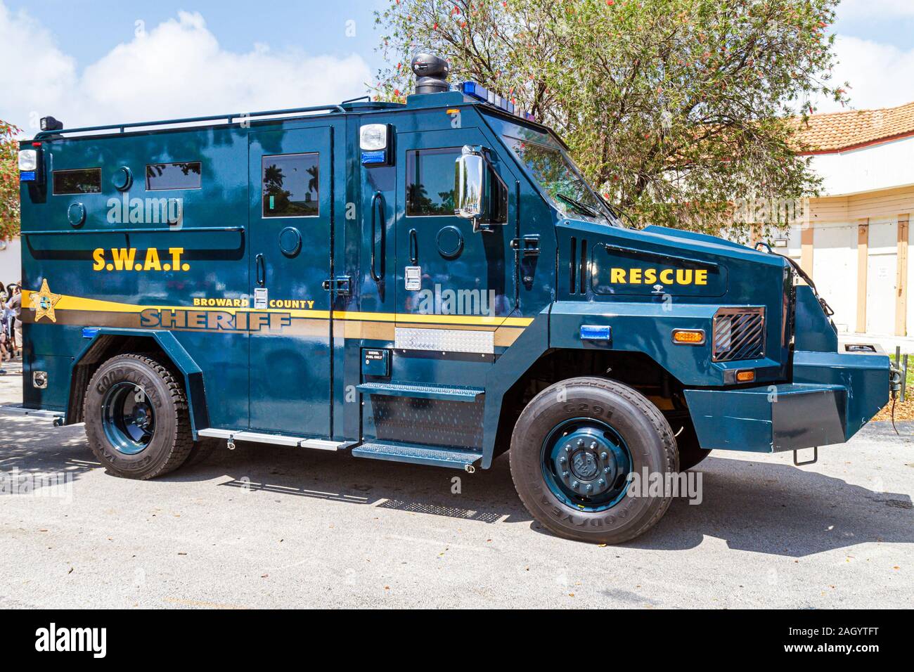 Miami Hallandale Florida,SWAT,rescue,police,truck,van,FL100502030 Stock Photo