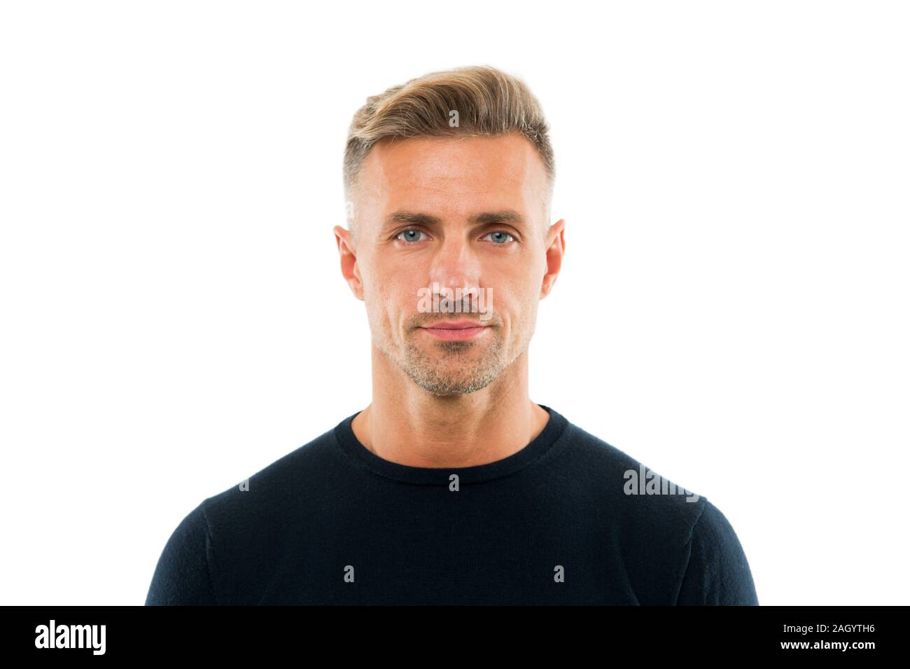 Barber Providing Grooming Handsome Man Isolated On White Man