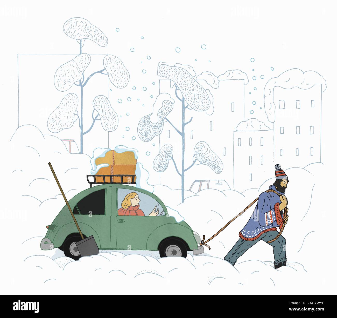 Car in deep snow Cut Out Stock Images & Pictures Alamy