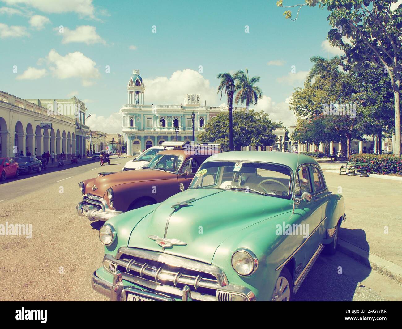 Oldtimer and Classic Cars in the Caribbean Stock Photo