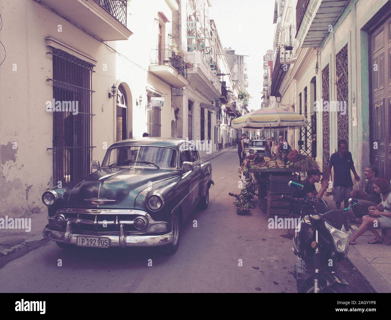 Classic Car in the Old Town of Havana Stock Photo