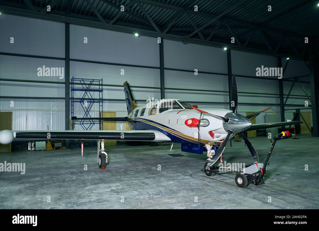 business class aircraft in the hangar Stock Photo