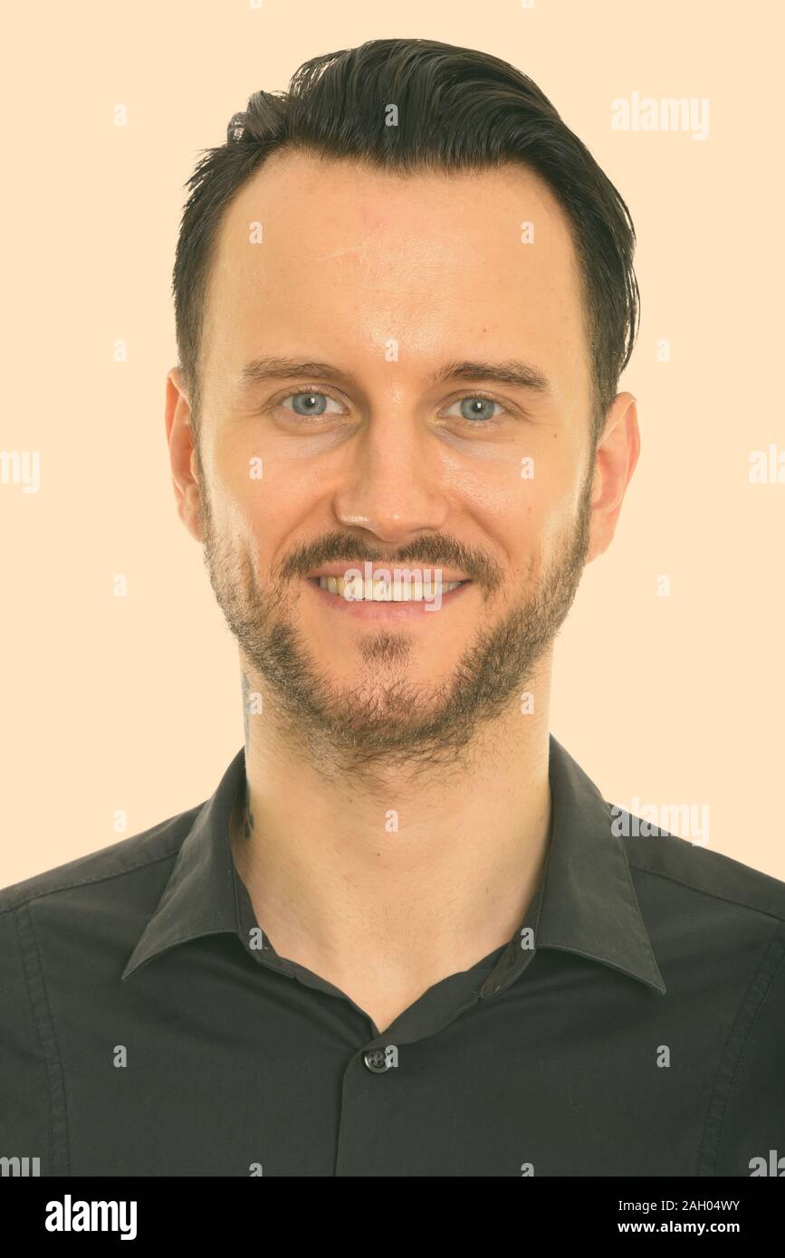 Smile face black mustache happy head hi-res stock photography and ...