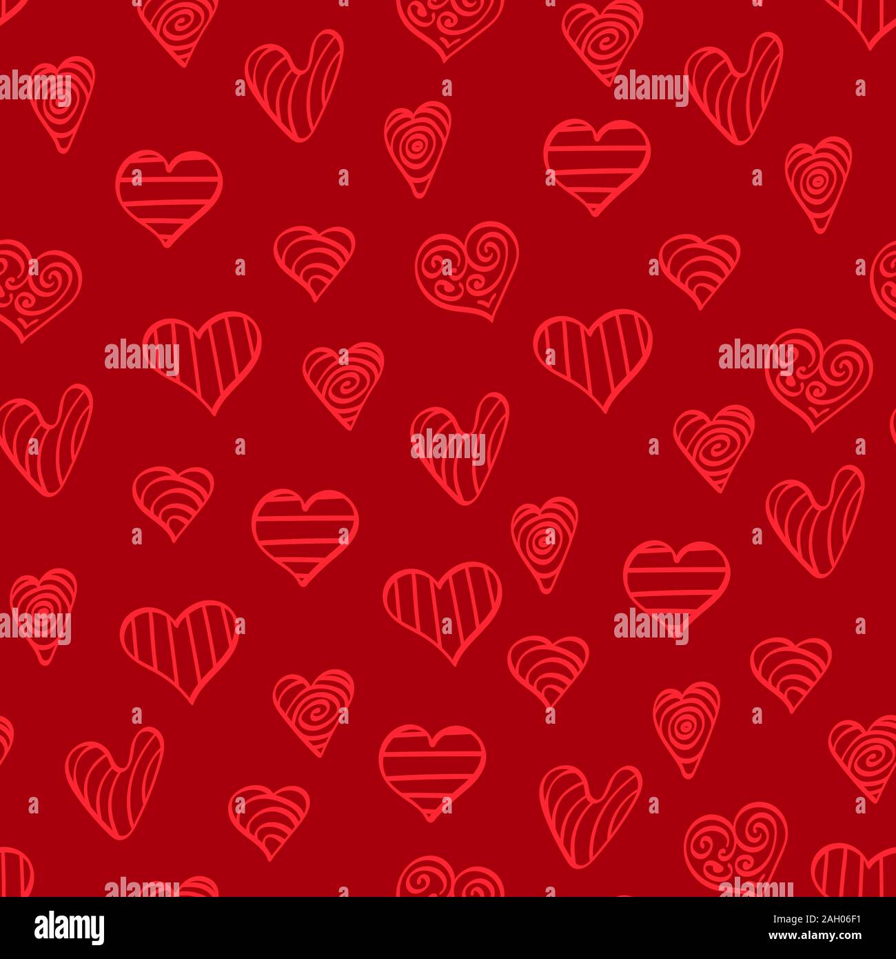 Seamless pattern with hand drawn heart shapes. Red valentine day ...