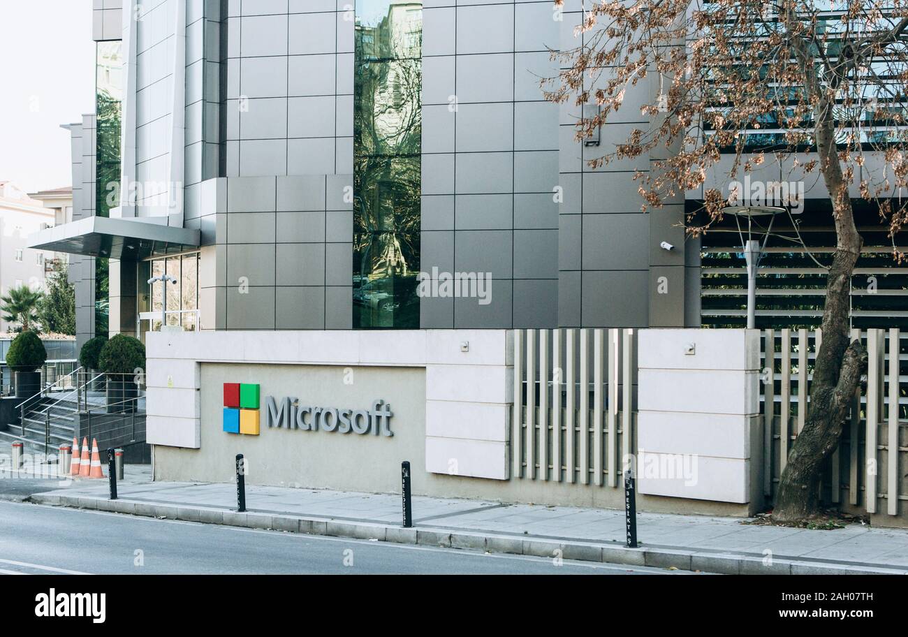 Turkey, Istanbul, December 20, 2019: office or branch of the international Microsoft company in Istanbul. Stock Photo