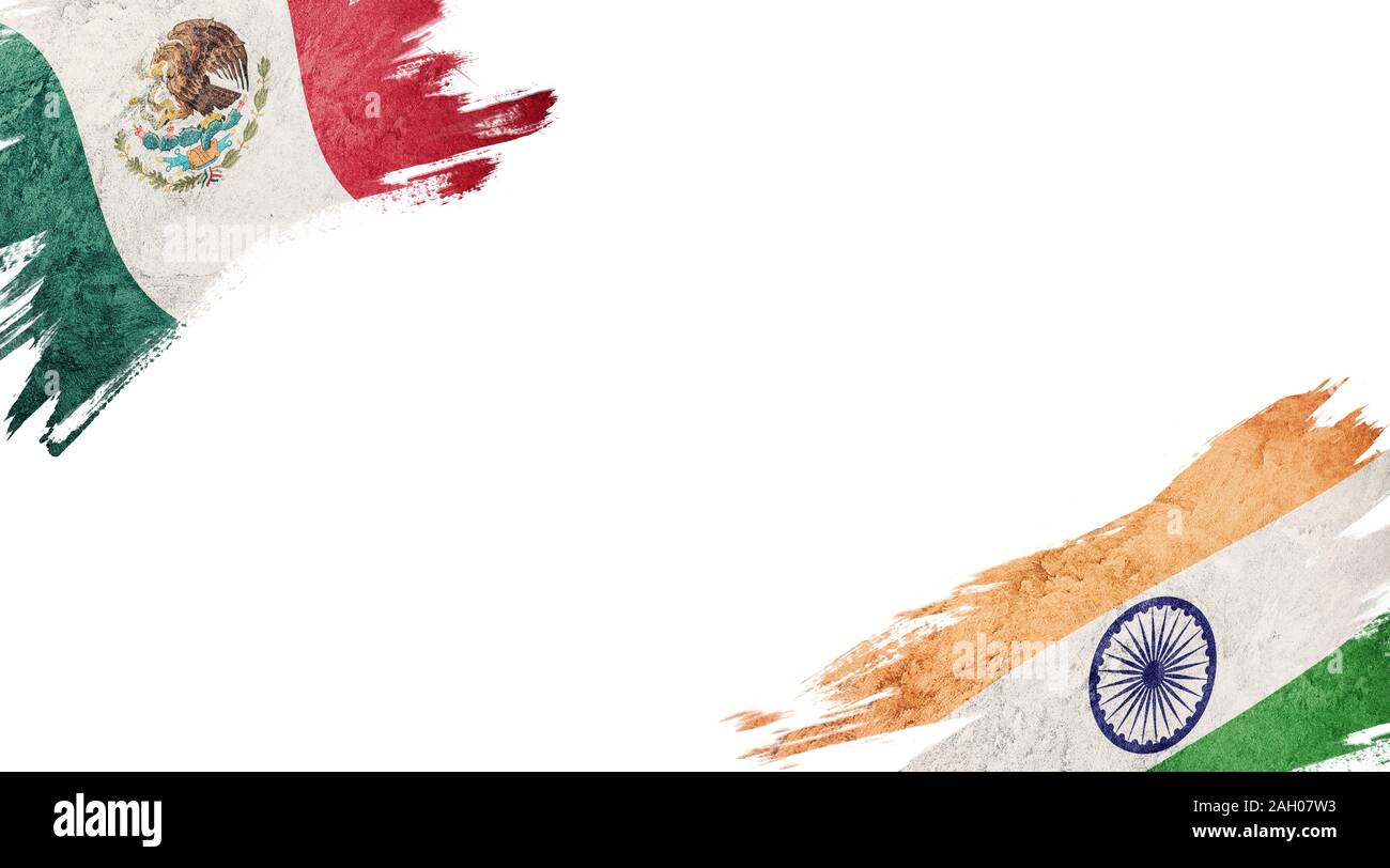 Flags of Mexico and India on White Background Stock Photo - Alamy