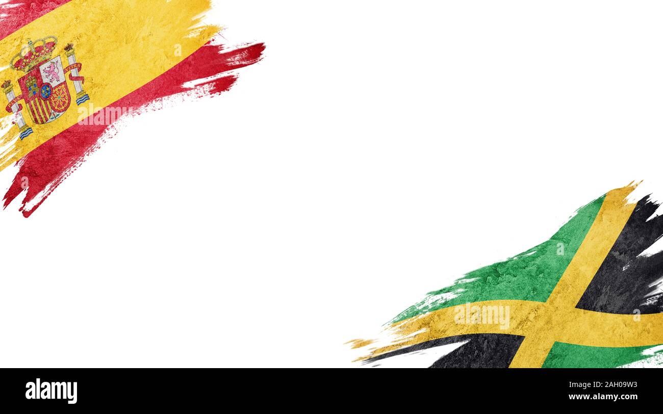 Flags of Spain and Jamaica on White Background Stock Photo Alamy