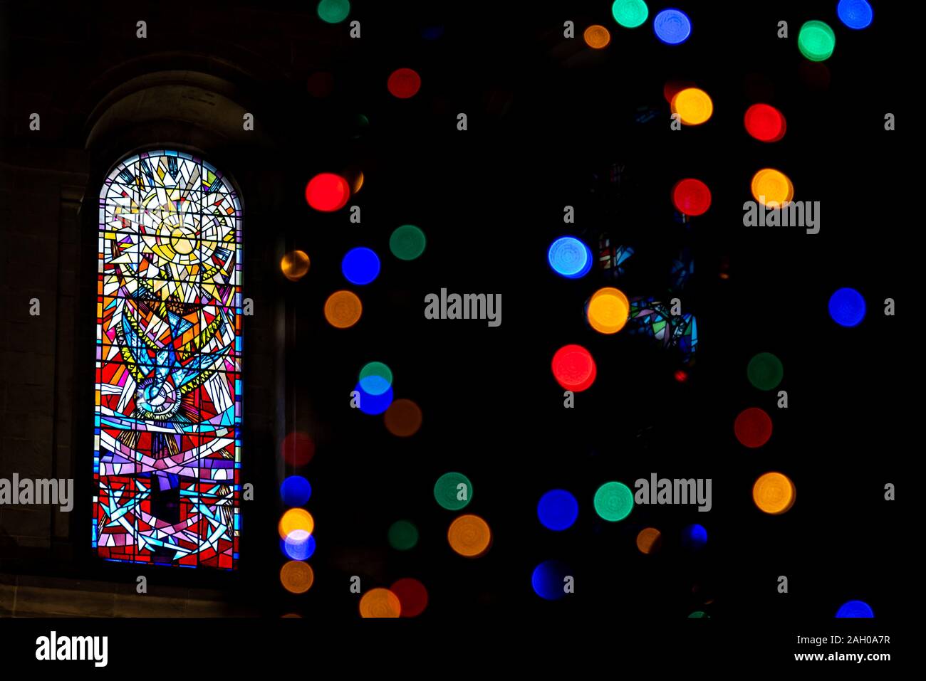 BELFAST, NORTHERN IRELAND, DECEMBER 19, 2018 Detail of a colorful