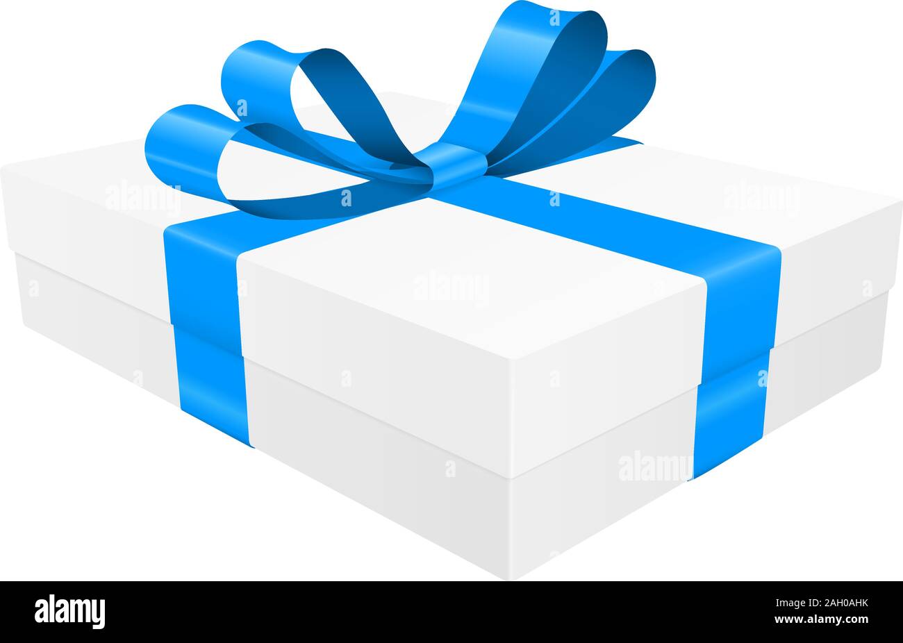 Gift box decorated with shiny blue ribbon Stock Vector