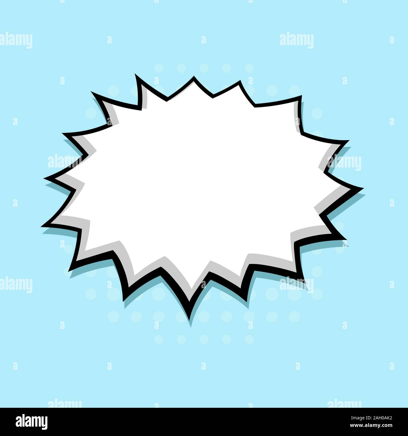 Speech bubble in comic book style. Blank message on blue background. Hand drawn doodle Stock Vector