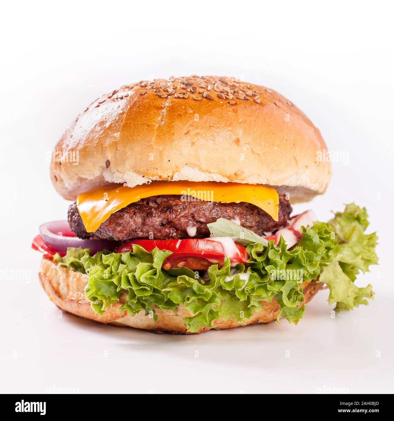 classic american cheese burger big Stock Photo Alamy