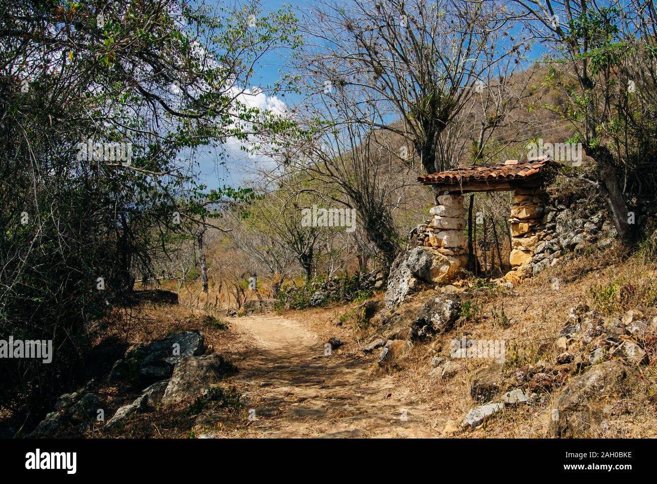 Hiking track Camino Real from Barichara to Guane Stock Photo