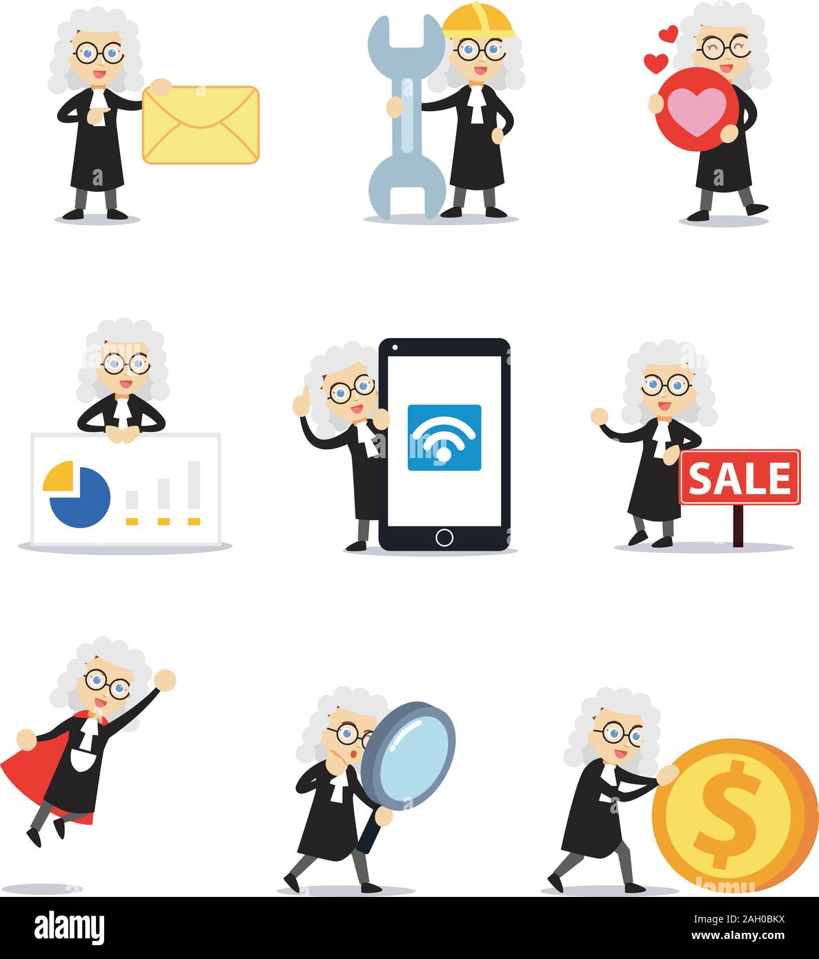 Set of woman character with judge equipment Stock Vector Image & Art