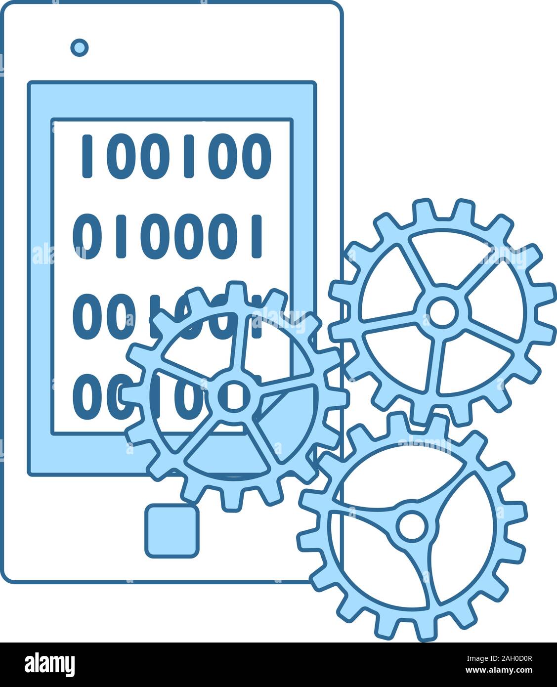 Mobile Development Icon. Thin Line With Blue Fill Design. Vector Illustration. Stock Vector