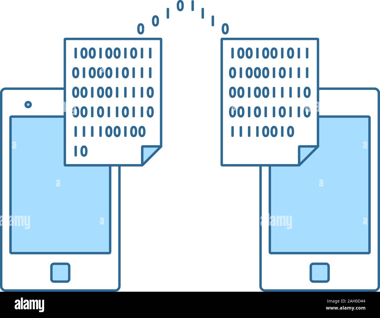 Exchanging Data Icon. Thin Line With Blue Fill Design. Vector Illustration. Stock Vector
