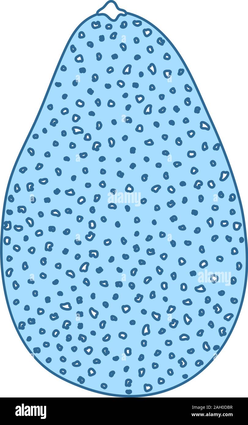 Avocado Icon. Thin Line With Blue Fill Design. Vector Illustration. Stock Vector