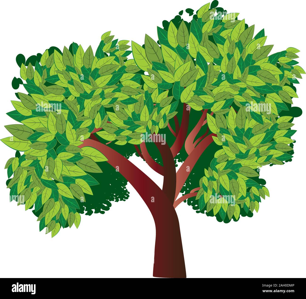 Abstract cartoon tree with stylized green leaves Stock Vector Image