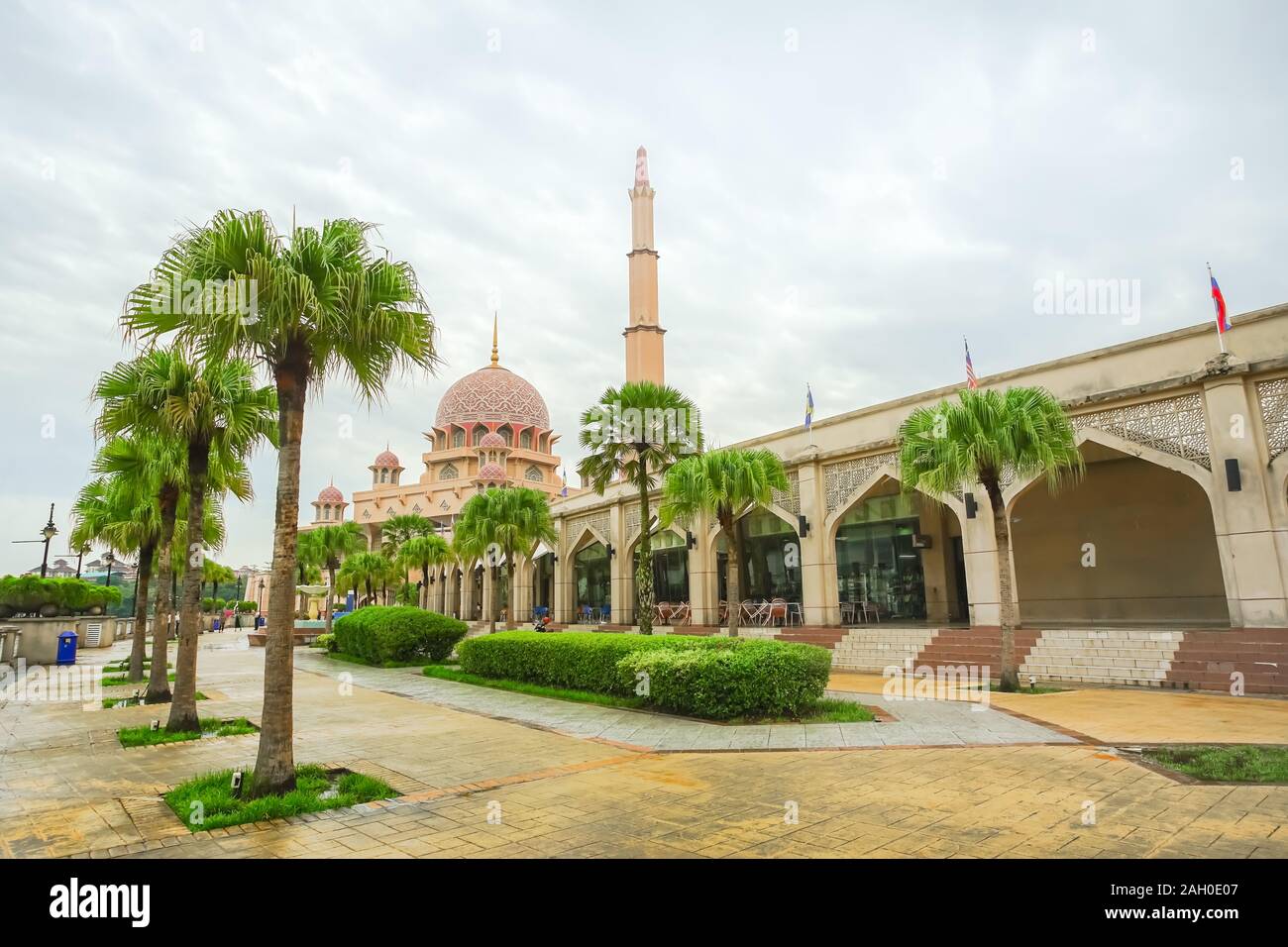 Putra Mosque is the famous Pink Mosque in Kuala Lumpur, Malaysia. Stock Photo