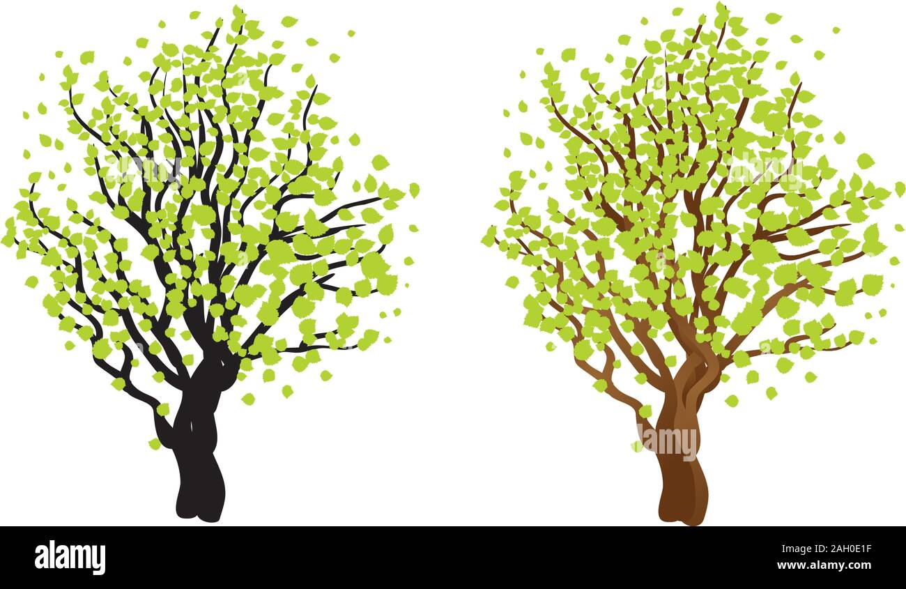 Illustration of abstract tree with fresh green leaves Stock Vector ...