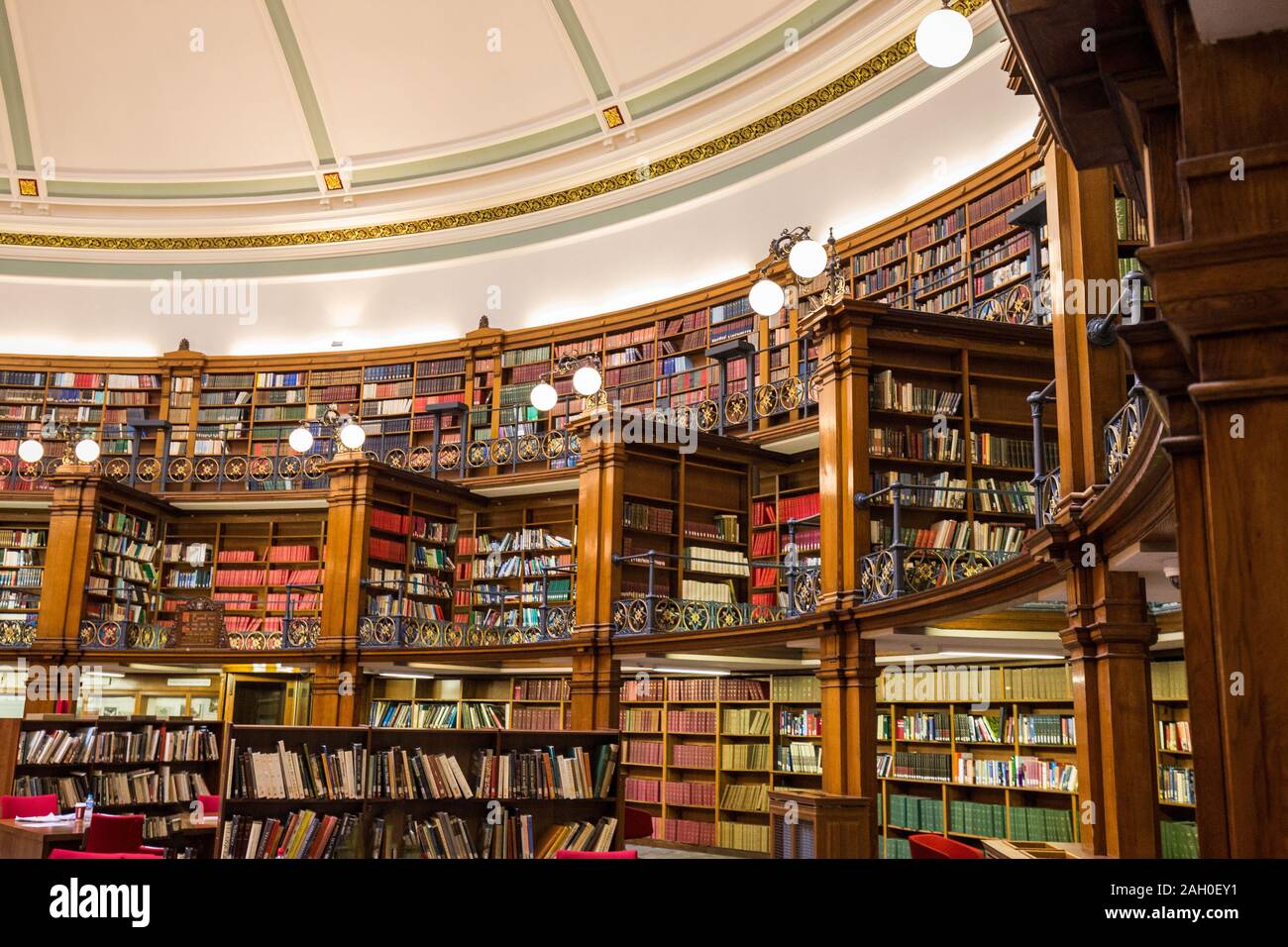 Liverpool Central Library inside a beautiful round reading room with a lot of books Stock Photo